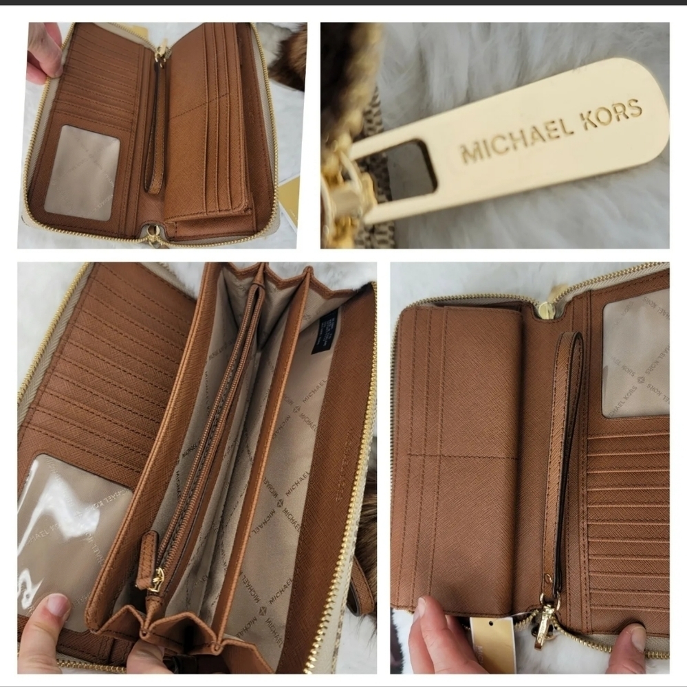 Michael Kors 4 SET Designer Signature Purse Bag Wallet Wristlet Pom NWT - Picture 2 of 11